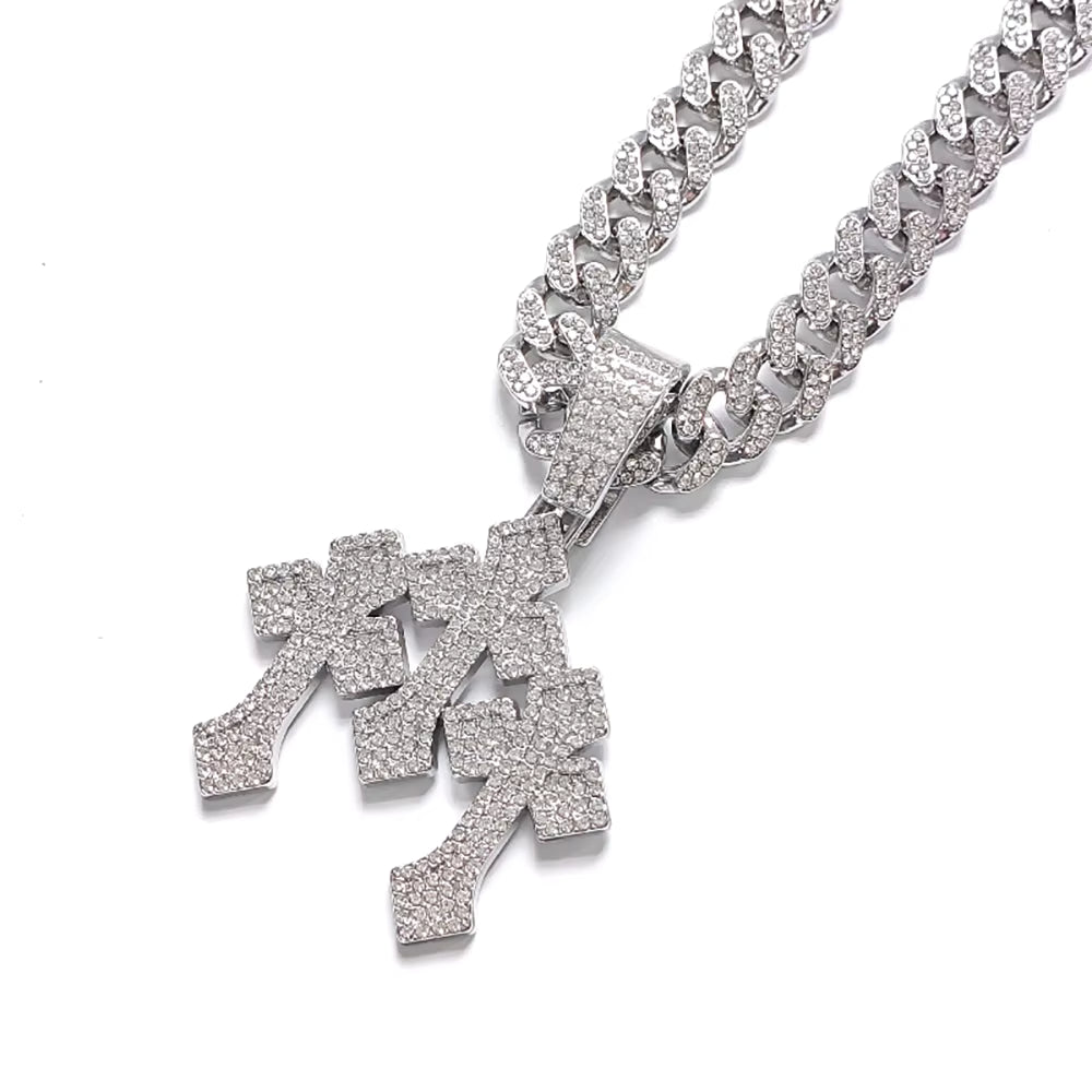 Corvian Stacked Crosses Cuban Chain